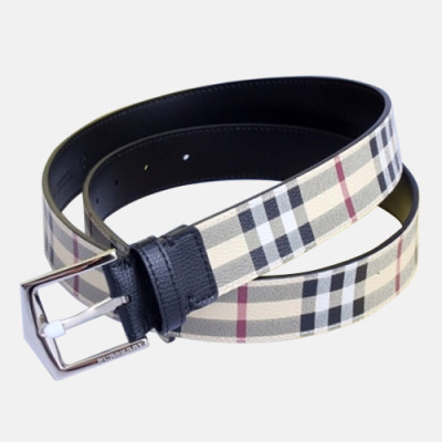 [매장판]Burberry 2019 Mens Londan Classic Logo Buckle Business Check Leather Belt - 버버리 남성 런던 클래식 로고 버클 비지니스 체크 레더 벨트 Bur0551x.Size(3.5CM).체크베이지은장