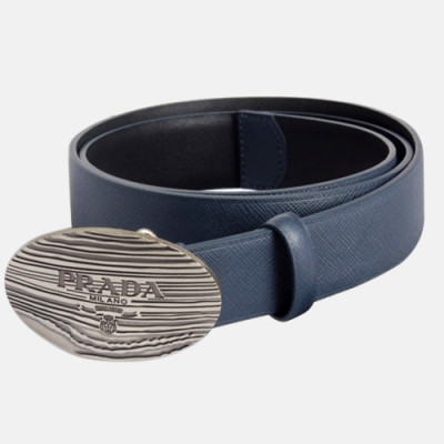 Prada 2019 Mens Vintage Logo Business Saffiano Leather Belt - 프라다 남성 신상 빈티지 로고 비지니스 사피아노 레더 벨트 Pra0487x.Size(3.4cm).네이비은장