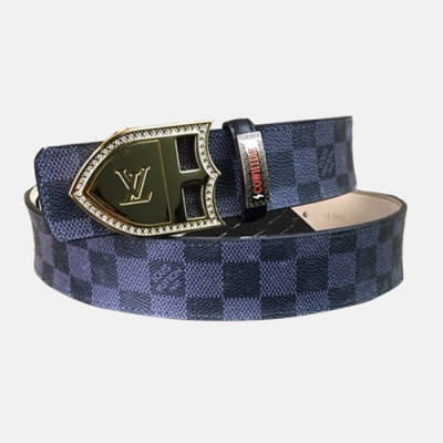 Louis vuitton 2019 Mens Damier Initial Logo Steel Buckle Leather Belt - 루이비통 남성 신상 다미에 이니셜 로고 스틸 버클 레더 벨트 Lou0873x.Size(3.8cm).블랙금장