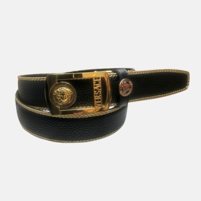 Versace 2019 Mens Palazzo Medusa Steel Buckle Leather Bellt - 베르사체 남성 메두사 스틸 버클 레더 벨트 Ver0170x.Size(3.5cm).블랙금장