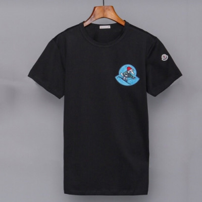 Mocler 2019 Mens Patch Logo Cotton Short Sleeved T-shirt - 몽클레어 남성 신상 패치 로고 반팔티 Moc0437x.Size(m - 3xl).블랙