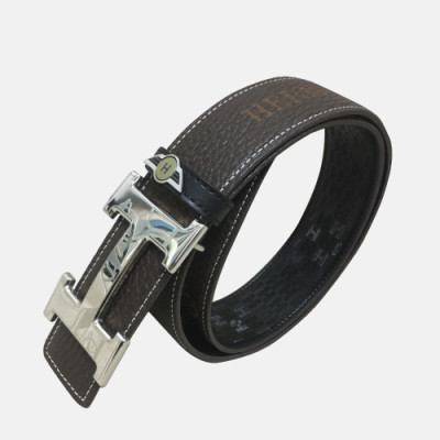 Hermes 2019 Mens Business Signature Logo Leather Belt - 에르메스 남성 비지니스 시그니처 로고 가죽 벨트 Her0190x.Size(3.8cm).갈색은장