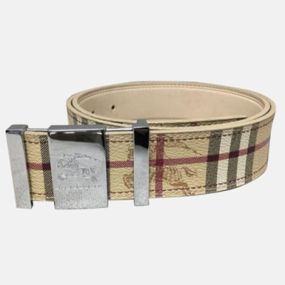 [매장판]Burberry 2019 Mens Londan Box Logo Buckle Business Check Leather Belt - 버버리 남성 런던 박스 로고 버클 비지니스 체크 레더 벨트 Bur0593x.Size(3.8CM).체크베이지은장