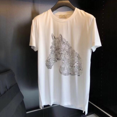 Hermes 2019 Mens Crew - neck Cotton Short Sleeved Tshirt - 에르메스 남성 크루넥 실켓면 반팔티 Her0201x.Size(m - 2xl).화이트