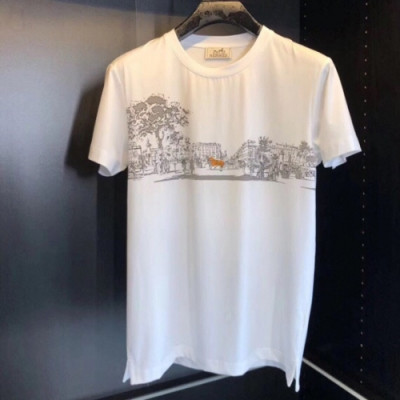 Hermes 2019 Mens Crew - neck Cotton Short Sleeved Tshirt - 에르메스 남성 크루넥 실켓면 반팔티 Her0203x.Size(m - 2xl).화이트