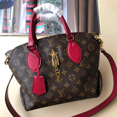 Louis Vuitton Monogram Flower Zipped Tote Shoulder Bag,29cm - 루이비통 모노그램 플라워 지퍼 토트 숄더백  M44359,LOUB1021,29cm,브라운+와인