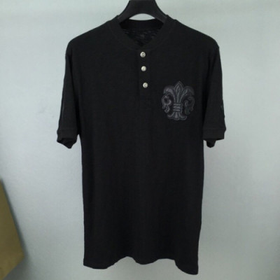 Chrome Hearts 2019 Mens Leather Logo Cotton Short Sleeved Tshirt - 크롬하츠 남성 가죽 로고 코튼 반팔티 Chr0015x.Size (m - 2xl).블랙