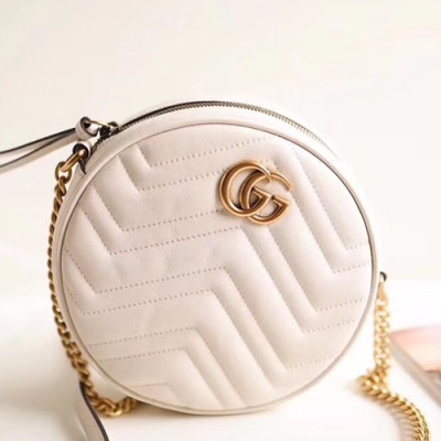 Gucci GG Marmont Mini Round Women Shoulder Bag,18.5CM - 구찌 GG 마몬트 미니 라운드 여성용 숄더백 550154,GUB0502,18.5CM,화이트