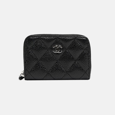 Chanel 2019 Womens CC Logo Cavier Zip Round Card Holder - 샤넬 여성 cc로고 캐비어 지퍼돌이 카드 지갑 Cnl0330x.Size(10.5cm).블랙