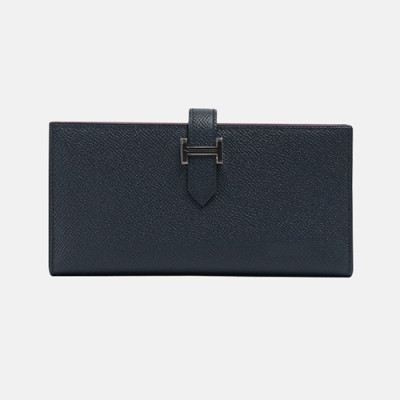 Hermes 2019 Womens Initial H Logo Two-tone Bearn Long Purse - 에르메스 여성 이니셜 H 로고 투톤 베안 장지갑 Her0229x.Size(17.5cm).네이비