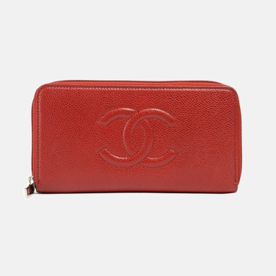 Chanel 2019 Womens CC Logo Cavier Zip Round Long Purse - 샤넬 여성 cc로고 캐비어 지퍼 라운드 장지갑 Cnl0335x.Size(19cm).레드