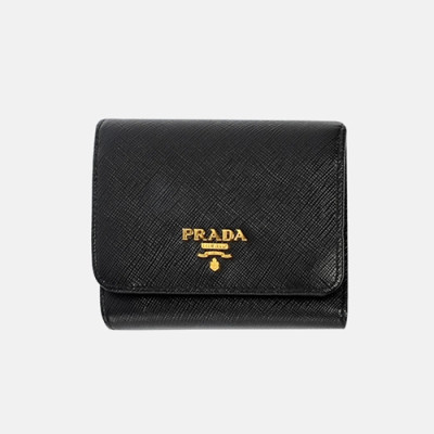 Prada 2019 Womens Saffiano Steel Logo Small Wallet 1MH132 - 프라다 여성 사피아노 스틸 고로 반지갑 Pra0543x.Size(11cm).블랙