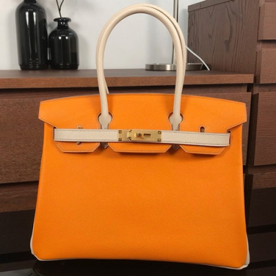 Hermes Birkin Epsom Leather Tote Shoulder Bag ,30cm - 에르메스 버킨 엡송 레더 여성용 토트 숄더백 HERB0671,30cm,오렌지