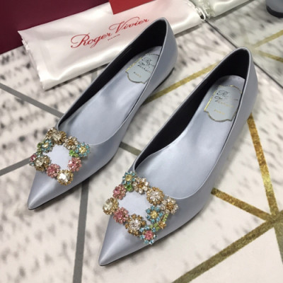 Roger Vivier 2019 Ladies Signature Satin Flower Silk Ballet Shoes - 로저비비에 여성 시그니처 새틴 플라워 실크 발렛슈즈 Rog0059x.Size(225 - 250).실버