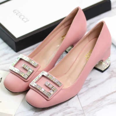 Gucci 2019 Ladies Web Cubic Middle-heel pumps - 구찌 여성 웹 큐빅 미들힐 펌프스 Guc0944x.Size(225 -  245).연핑크