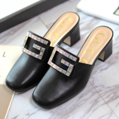 Gucci 2019 Ladies Crystal G Middle-heel Bloafer - 구찌 여성 크리스탈 G 미들힐 블로퍼 Guc0956x.Size(225 -  250).블랙