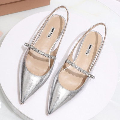 Miumiu 2019 Ladies Crystal Patent Slingback- 미우미우 여성 크리스탈 페이던트 슬링백 Miu0137x.Size(220 - 250).실버