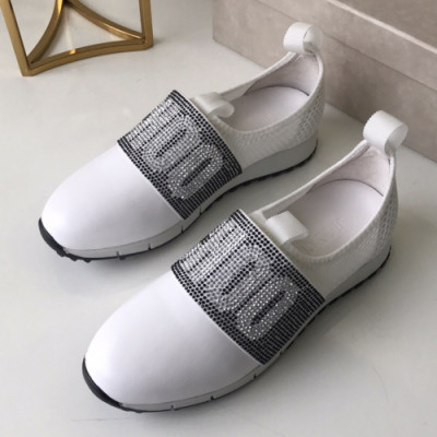 Jimmy-Choo 2019 Ladies Embellished Cubic Logo Loafer - 지미츄 여성 그리스탈 큐빅 로고 로퍼 Jim0035x.Size(225 - 250).화이트