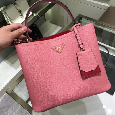 Prada 2019 Double Saffiano Tote Shoulder Bag,27cm - 프라다 2019 여성용 두블레 사피아노 토트 숄더백 ,1BA211-1,27cm,핑크