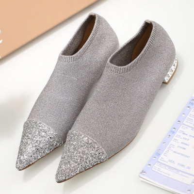 Miumiu 2019 Ladies Crystal Glitter Sock Loafer - 미우미우 여성 크리스탈 글리터 양말 로퍼 Miu0141x.Size(220 - 250).실버