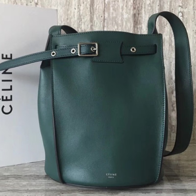 Celine Leather Bigbag Bucket Shoulder Bag,25CM - 셀린느 레더 빅백 버킷 숄더백 ,55428-4,25CM,다크그린