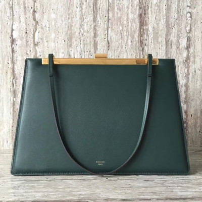 Celine  Leather Women Tote Bag,33CM - 셀린느 레더 여성용 토트백 ,90053-5,33CM,다크그린