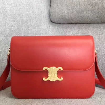 Celine 2019 Leather Women Large Shoulder Bag,24CM - 셀린느 2019 레더 여성용 라지 숄더백 ,187363-2,24CM,레드