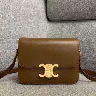 Celine 2019 Leather Women Small Shoulder Bag,19CM - 셀린느 2019 레더 여성용 스몰 숄더백 ,188423-1,19CM,카멜