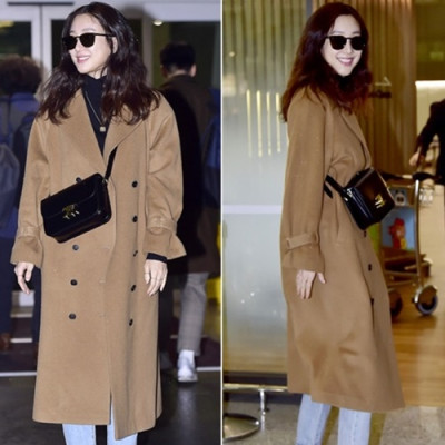 Celine 2019 Leather Women Shoulder Bag,22CM - 셀린느 2019 레더 여성용 숄더백 ,187368-6,22CM,블랙 - 정려원