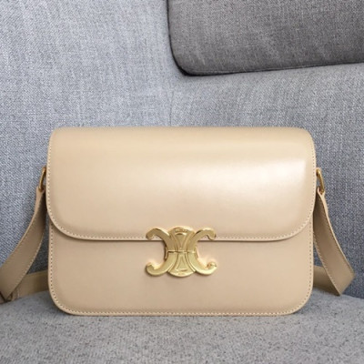 Celine 2019 Leather Women Shoulder Bag,22CM - 셀린느 2019 레더 여성용 숄더백 ,187368-7,22CM,베이지