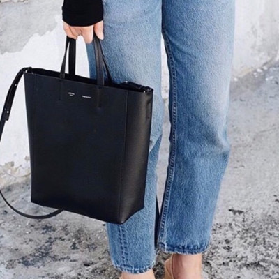 Celine Vertical Cabas Leather Tote Shoulder Bag,27CM - 셀린느 버티컬 카바스 레더 토트 숄더백 ,2204-1,27CM,블랙