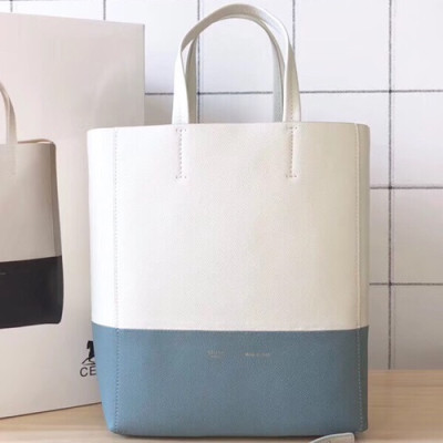 Celine Vertical Cabas Leather Tote Shoulder Bag,28CM - 셀린느 버티컬 카바스 레더 토트 숄더백 ,2204-3,28CM,아이보리+블루그레이