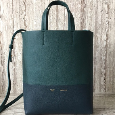 Celine Vertical Cabas Leather Tote Shoulder Bag,27CM - 셀린느 버티컬 카바스 레더 토트 숄더백 ,2204-11,27CM,다크그린+네이비