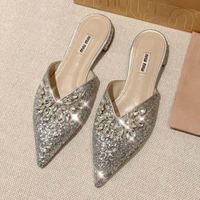 Miumiu 2019 Ladies Swarovski Glitter Bloafer - 미우미우 여성 스와로브스키 글리터 블로퍼 Miu0151x.Size(225- 245).실버