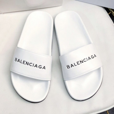 Balenciaga 2019 Mm/Wm Logo Leather Slipper - 발렌시아가 남자 로고 레더 샌들 Bal0153x.Size(225 - 275).화이트