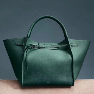 Celine Tote Shoulder Bag,33CM - 셀린느 레더 토트 숄더백 ,55425-11,33CM,다크그린