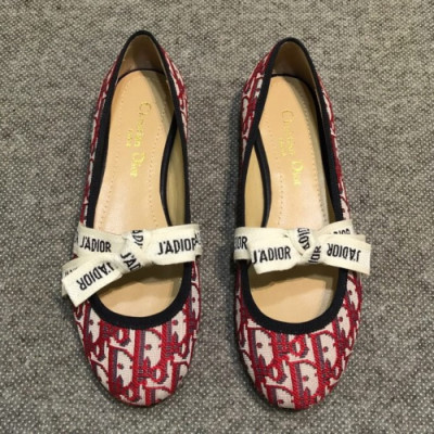 Christian Dior 2019 Womens  Quake Oblique J'adior Embroidery Logo Ballet Shoes - 크리스챤 디올 여성 자디오 자수 로고 발렛 슈즈 Dio0188x.Size(225 - 260).레드