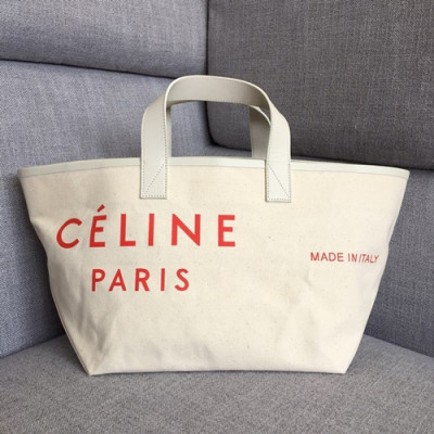 Celine Canvas Tote Shoulder Shopper Bag,30CM - 셀린느 캔버스 토트 숄더 쇼퍼백 ,83181-1,30CM,화이트+레드