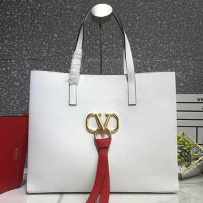 Valentino 2019 V-ring Tote Shopper Bag,39CM - 발렌티노 2019 브이링 여성용 토트 쇼퍼백 ,0090 - VTB0027,39CM,화이트