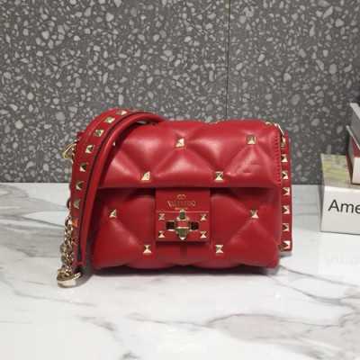 Valentino 2019 Leather Garavani CandyStud Mini Chain Shoudler Bag,17CM - 발렌티노 2019 레더 가라바니 캔디스터드 미니 체인 숄더백,0073-VTB0041,17CM,레드