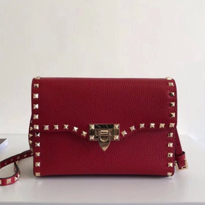 Valentino 2019 Leather Rockstud Shoudler Bag,22.5CM - 발렌티노 2019 레더 락스터드 숄더백,0181 - VTB0053,22.5CM,레드