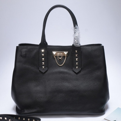 [모던한 디자인!!] Valentino 2019 Leather Rockstud Tote Shoudler Bag,35CM - 발렌티노 2019 레더 락스터드 토트 숄더백,VTB0092,35CM,블랙