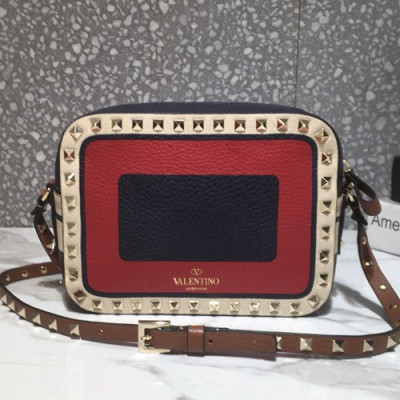 Valentino 2019 Leather Camera Small Shoudler Bag,20CM - 발렌티노 2019 여성용 레더 카메라 스몰 숄더백 ,VTB0165,20CM,네이비+레드