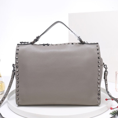 Valentino 2019 Leather Rockstud Tote Shoudler Bag,33.5CM - 발렌티노 2019 레더 락스터드 토트 숄더백,VTB0191,33.5CM,그레이