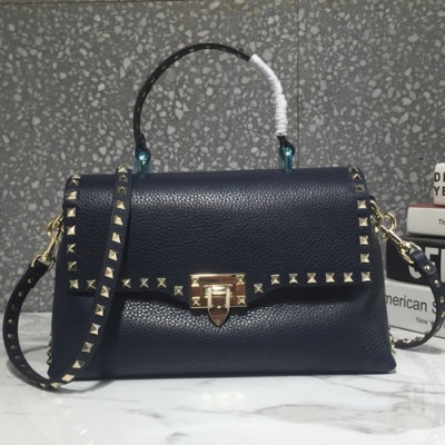 Valentino 2019 Leather Rockstud Tote Shoudler Bag,30CM - 발렌티노 2019 레더 락스터드 토트 숄더백, 0094-VTB0245,30CM,네이비