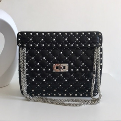 Valentino 2019 Leather Rockstud Spike MediumTote Shoudler Bag,24CM - 발렌티노 2019 레더 락스터드 스파이크 미듐 토트 숄더백,VTB0341,24CM,블랙