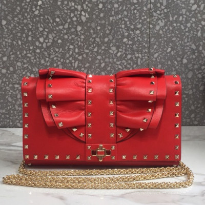 Valentino 2019 Leather Rockstud Shoudler Bag,23.5CM - 발렌티노 2019 레더 락스터드 숄더백,VTB0351,23.5CM,레드