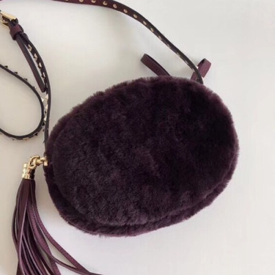 Valentino 2019 Fur & Leather Shoudler Cross  Bag,21CM - 발렌티노 2019 퍼 & 레더 숄더 크로스백,VTB0358,21CM,퍼플