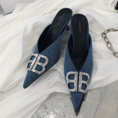 [추가할인]Balenciaga 2019 Womens BB Metal Logo Denim Bloafer - 발렌시아가 여성 BB 메탈 로고 데님 블로퍼 Bal0189x.Size(220 - 250).블루