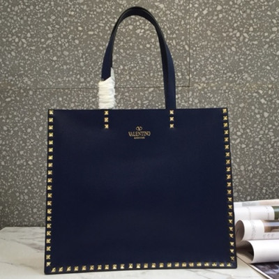 Valentino 2019 Leather Rockstud Tote Shopper Bag,37CM - 발렌티노 2019 레더 락스터드 토트 쇼퍼백,VTB0416,37CM,네이비